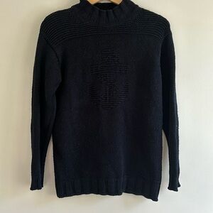Vintage Lauren Ralph Lauren Silk & Cotton Blend Navy Cable Knit Anchor Sweater